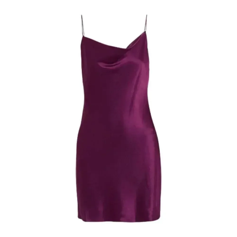 NWT ALICE + OLIVIA Boysenberry Purple Plum Satin Slip Dress